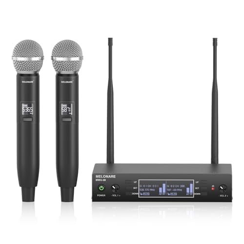 Dual Channel Wireless Microphone System Melonare Auto Scan