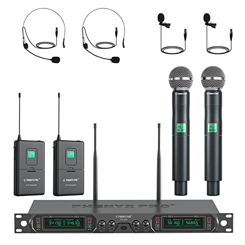 Phenyx Pro 4 Kanal Uhf Drahtlos Mikrofonsystem Festfrequenz