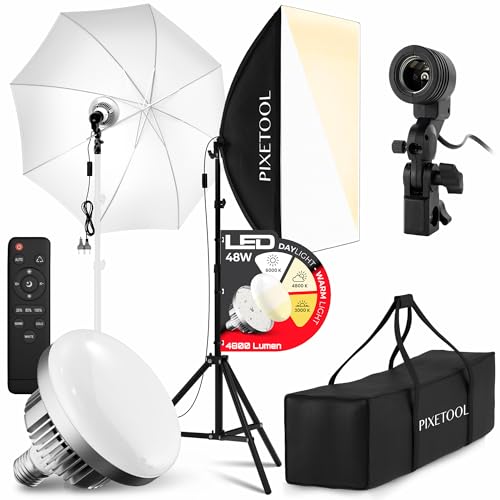Pixetool Fotostudio Set 1 Softbox Licht Durchlichtschirm Led