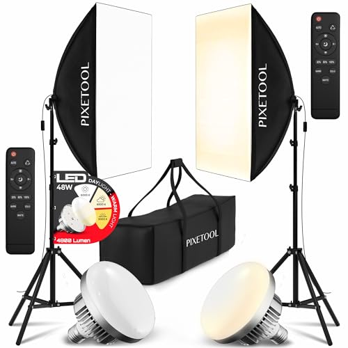 Pixetool Fotostudio Set 2 Softbox Licht 2 Durchlichtschirm