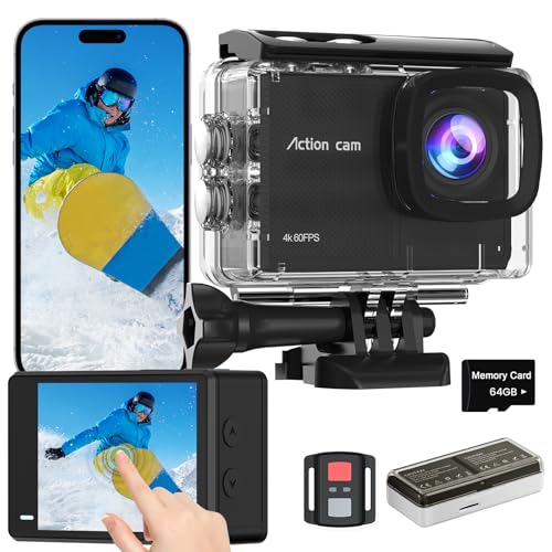 Timnut Touchscreen 4k60fps Action Cam Unterwasserkamera Mit 64g