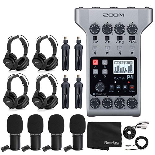 Zoom Podtrak P4 Tragbarer Multitrack Podcast Recorder 4x